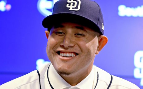 Manny Machado at his initial San Diego Padres press conference.