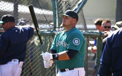 Dan Vogelbach during BP with the Seattle Mariners.