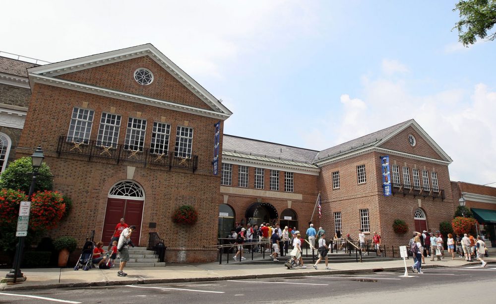 Outside of the National Baseball Hall of Fame in Cooperstown, New York.