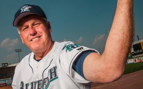 Tommy John as manager of the Bridgeport Bluefish.