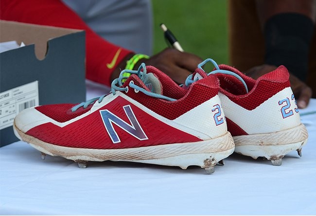 The cleats Tony Thomas wore when he stole first base.