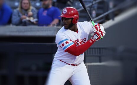 Keon Barnum at-bat for the Chicago Dogs.