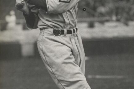 Lefty O'Doul swings a bat while playing with the Philadelphia Phillies.