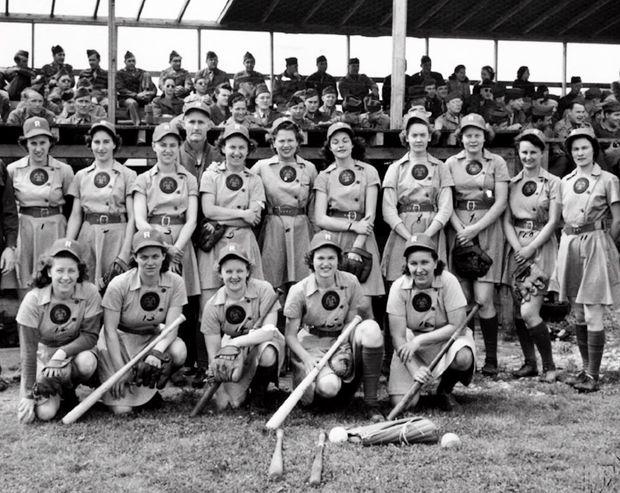 The Rockford Peaches pose for a team photo