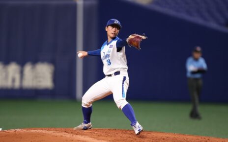 Ayami Sato on the mound for Aichi Done