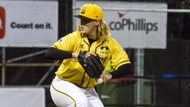 Rick Teasley and his glowing locks on the hill for the Brisbane Bandits