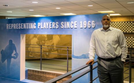 Tony Clark poses for a photo at the MLBPA offices